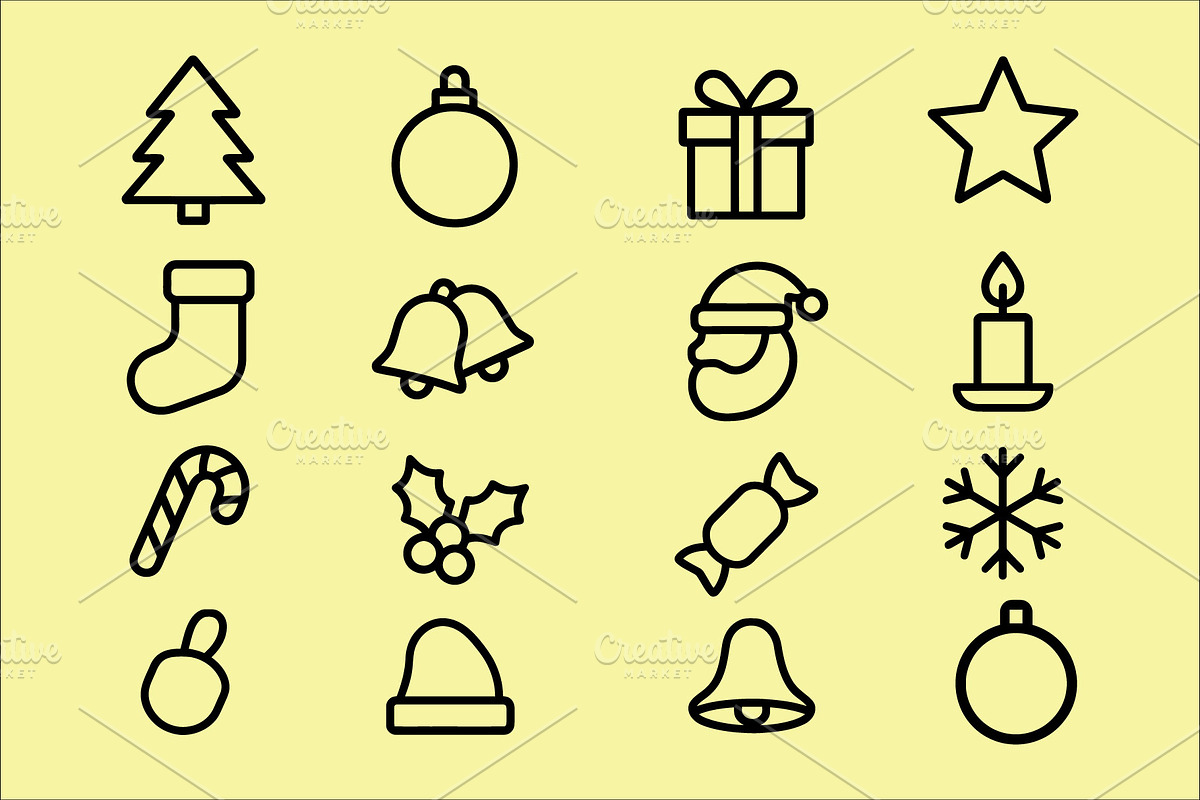 Christmas Icons Holiday Season, an Outline Icon by Vectorium Studio (Photo 1 of 2)
