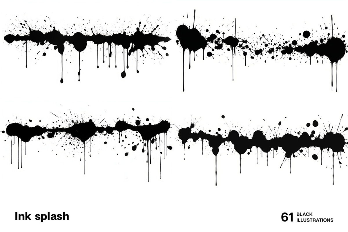 Black ink splash. 61 images, a Decorative Illustration by Handmadefont (Photo 4 of 13)