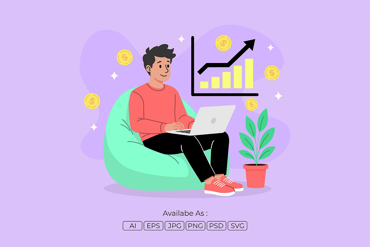 Business Profit Growth Illustration, a Work Illustration by Partikusi Design (Photo 1 of 3)