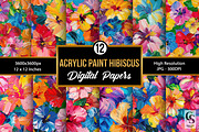 Acrylic Paint Hibiscus Floral Papers, a Pattern Graphic by Creative Store (Thumbnail 1 of 6)
