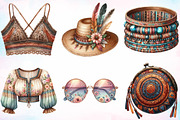 Watercolor Boho Fashion Clipart PNG, an Illustration by Canvas Craft (Thumbnail 3 of 4)