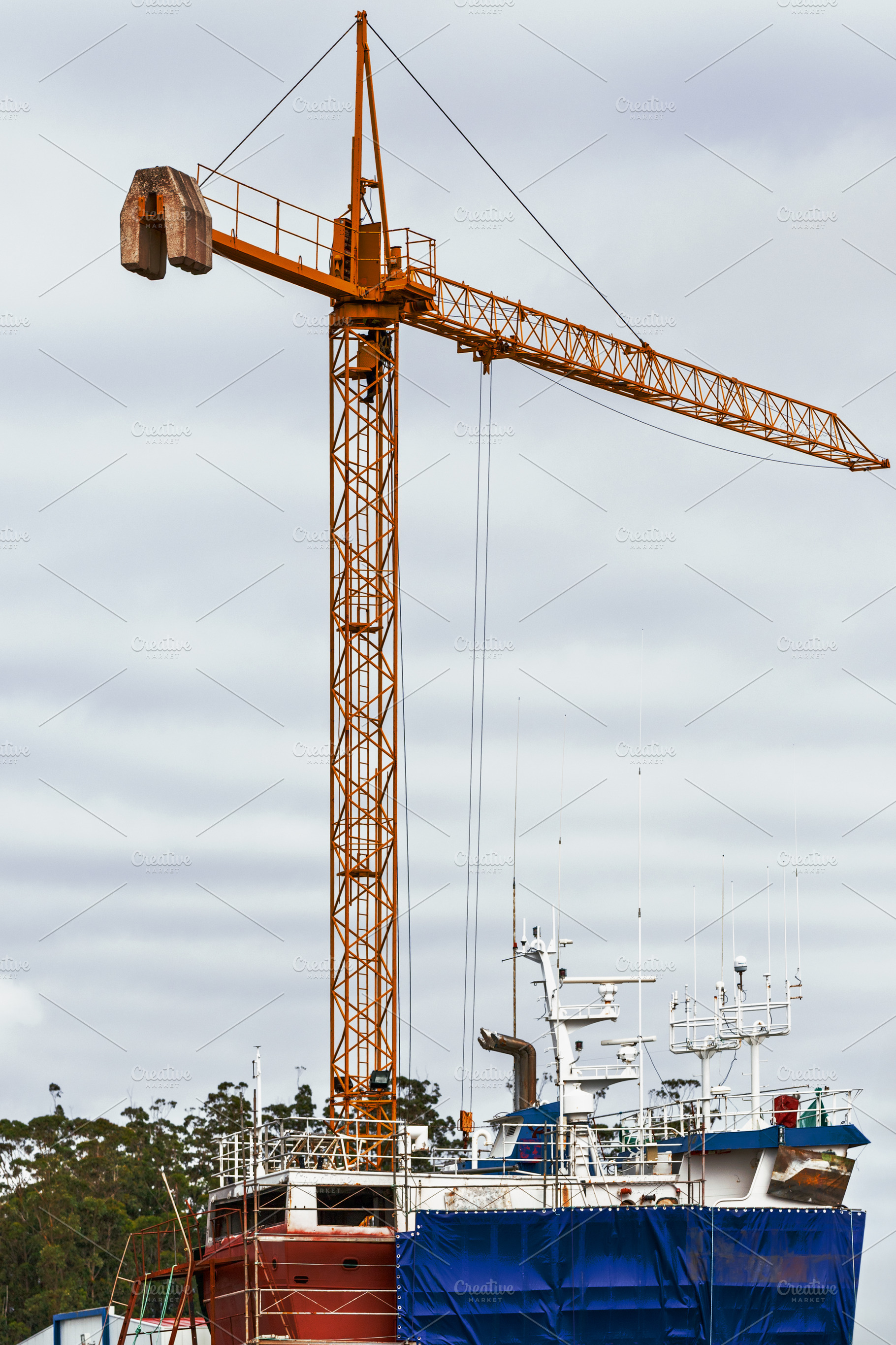 Naval infrastructure with a construc, an Industrial Photo by Perpis