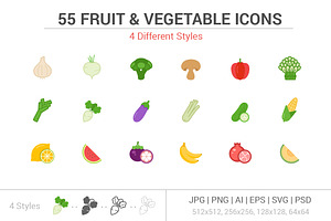 55 Fruit and Vegetable icons