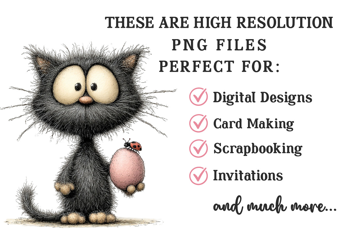 Whimsical Easter Black Cat Clipart, an Illustration by OK Design (Photo 5 of 6)