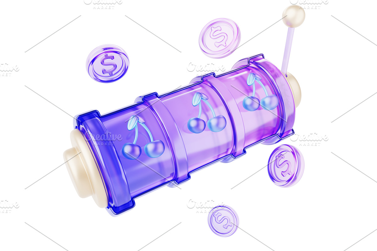 3d glass holographic casino slot, a Finance Illustration by Marozhkastudio