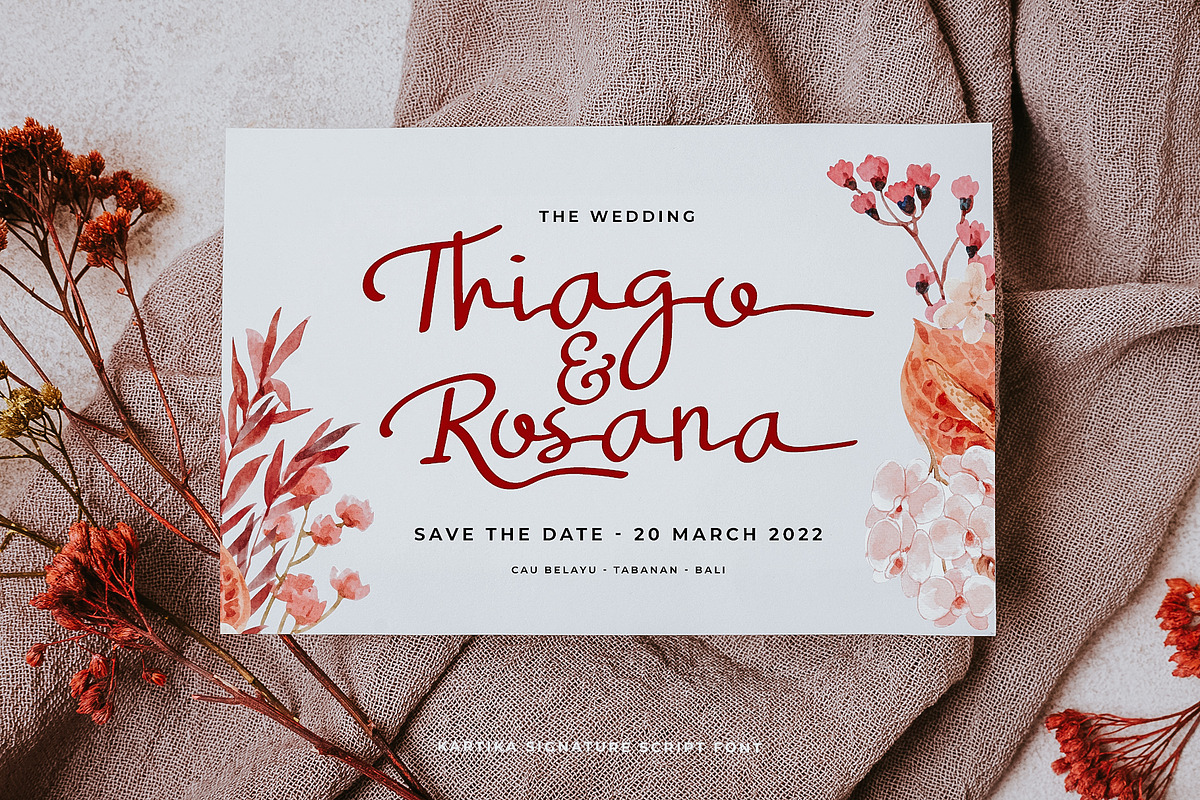 Kartika a Signature Script Font, a Script Font by Dawnside Graphic (Photo 12 of 16)