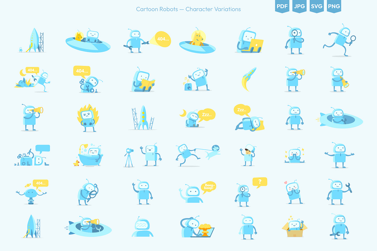 Cartoon Robots Vector Collection, a Technology Illustration by Ilia Design (Photo 8 of 10)