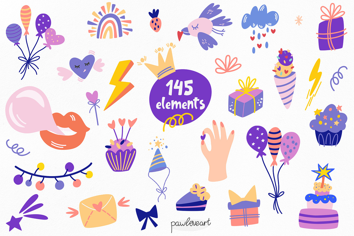 Funny cats – Birthday Clipart, an Object Graphic by PawLoveArt (Photo 3 of 14)
