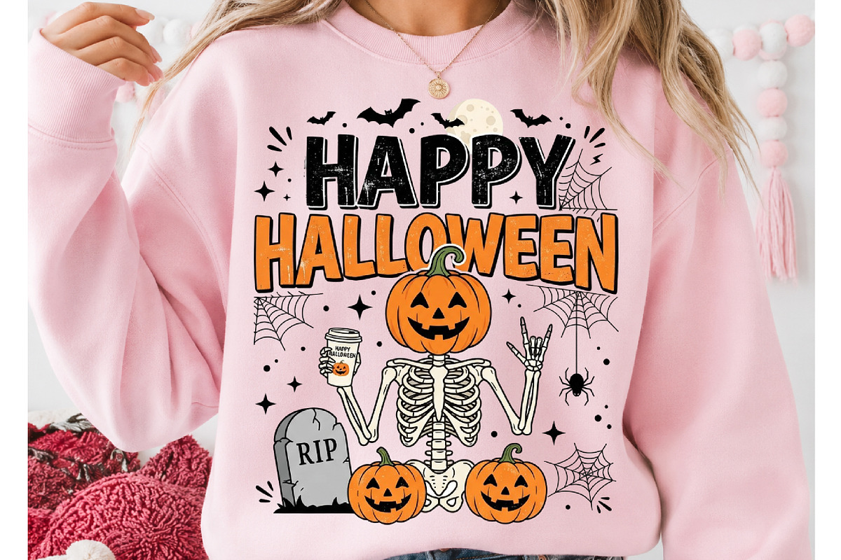 Skeleton Coffee Happy Halloween PNG, a Seasonal Illustration by DreamCafeArt (Photo 2 of 7)