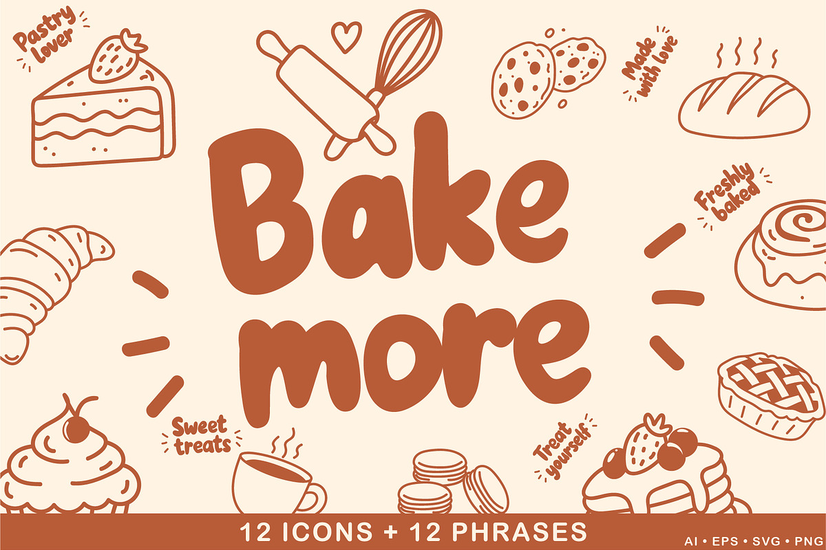 Bakery & Pastry Doodle Set, a Food Illustration by OREHOVKA (Photo 1 of 4)