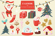 Merry Christmas Hand drawn set, a Decorative Illustration by Annakristal (Thumbnail 2 of 6)