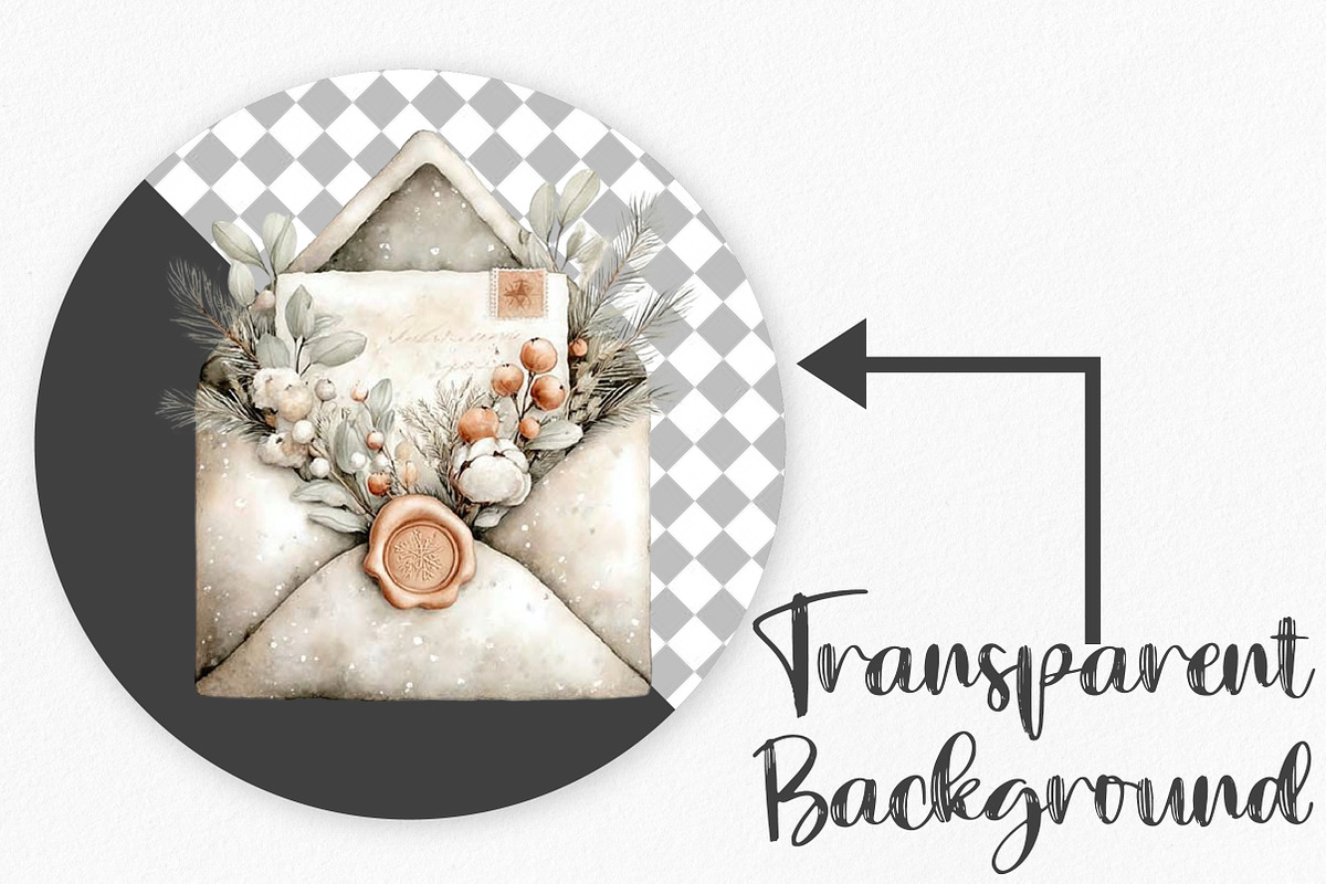 Watercolor Neutral Christmas Clipart, an Illustration by Canvas Craft (Photo 2 of 6)