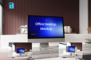 High Quality Office Desktop Mockup, a Mac Mockup by Momogi (Thumbnail 1 of 5)