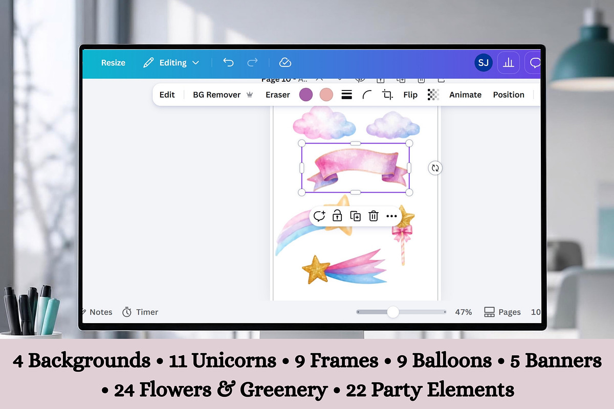 Unicorn Party Invite MEGA Design Kit, an Invitation Template by Sunny Jar Designs (Photo 4 of 4)