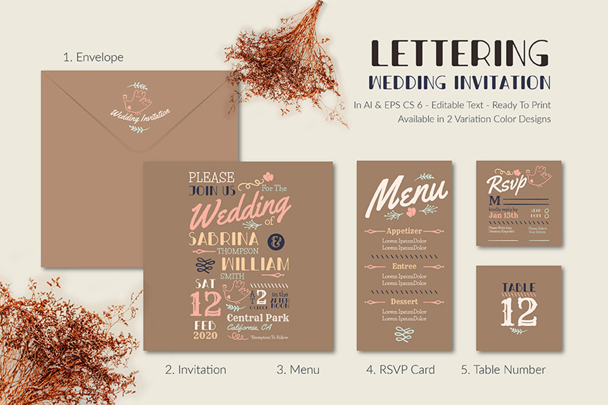Lettering Wedding Invitation, an Invitation Template by Lyllopop (Photo 2 of 4)