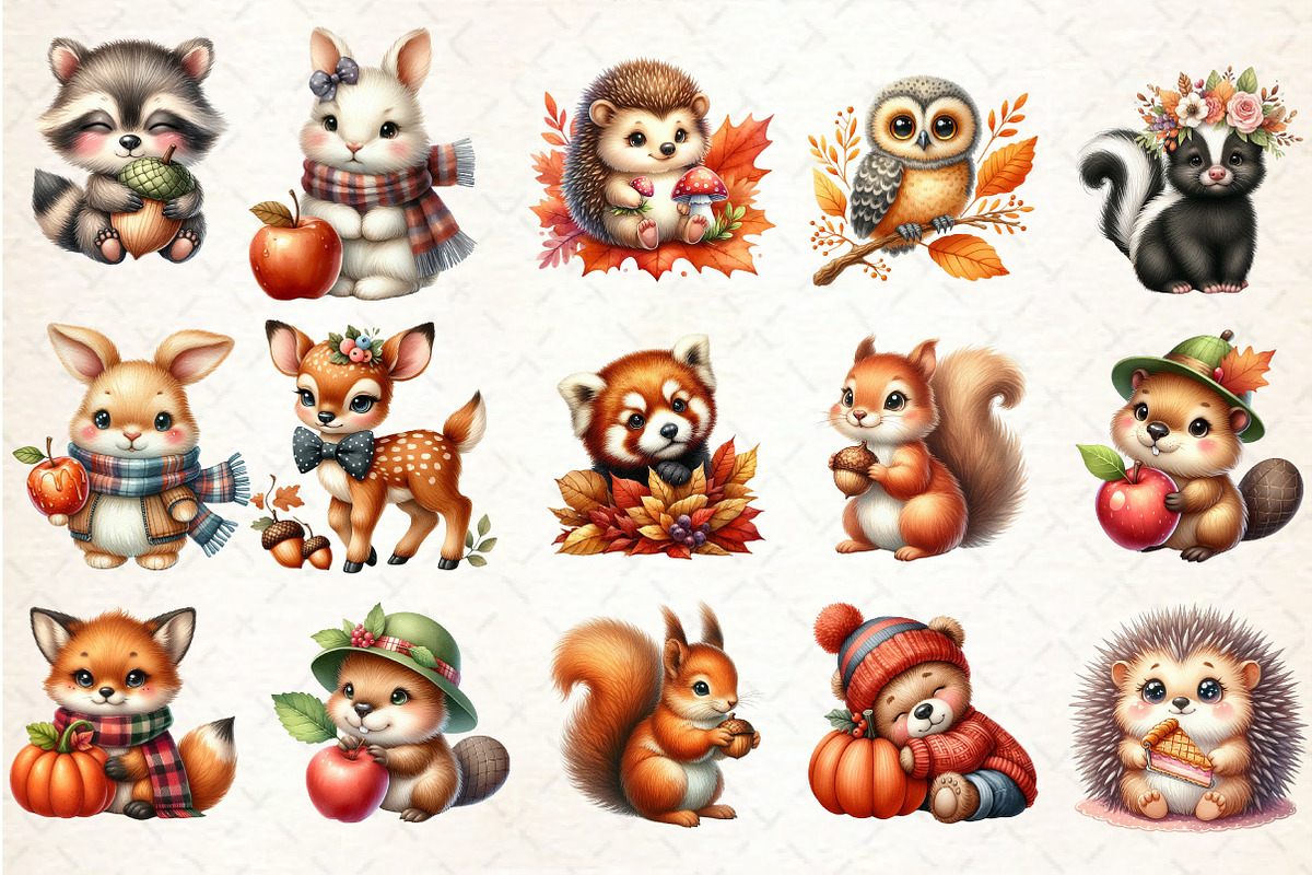 Cute Baby Fall Animals Clipart, an Illustration by Rose Art (Photo 2 of 7)