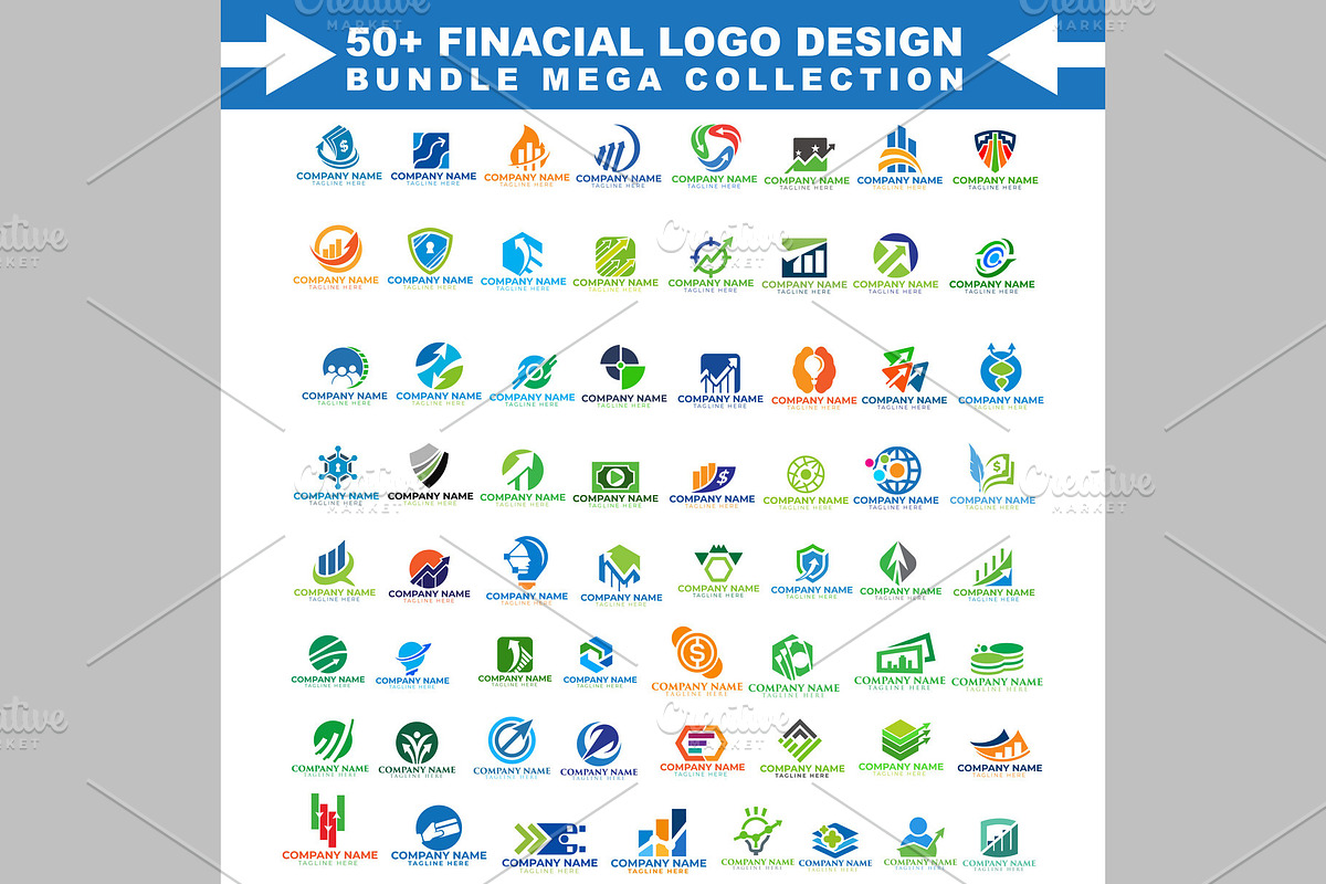 50+ Financial Logo Design Mega Set, a Branding & Logo Template by ArmanHossen75