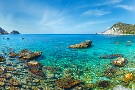 Petani Beach summer panorama (Kefalonia, Greece)., a Nature Photo by YuriyB