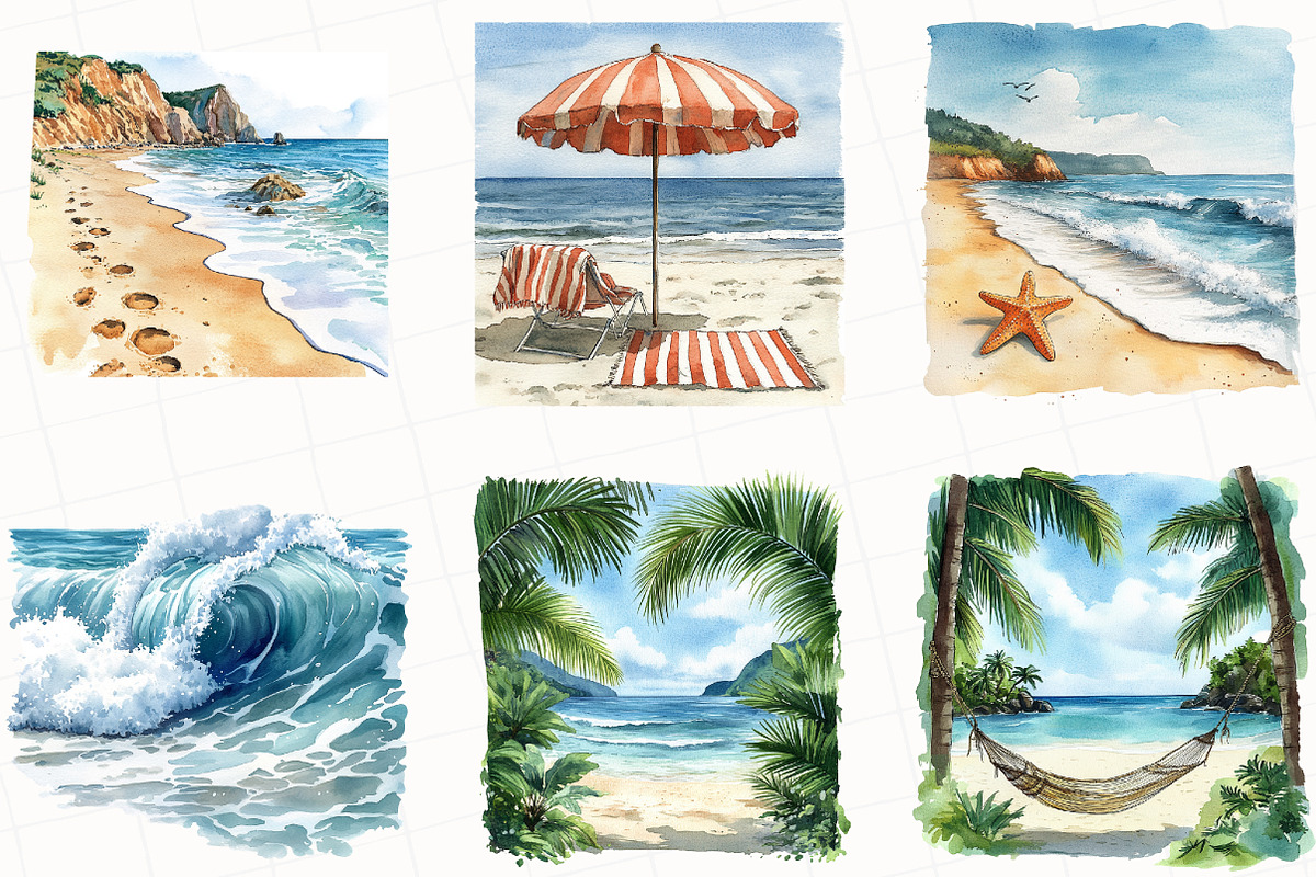 Summer Beach Views Clipart, an Illustration by OK Design (Photo 2 of 5)