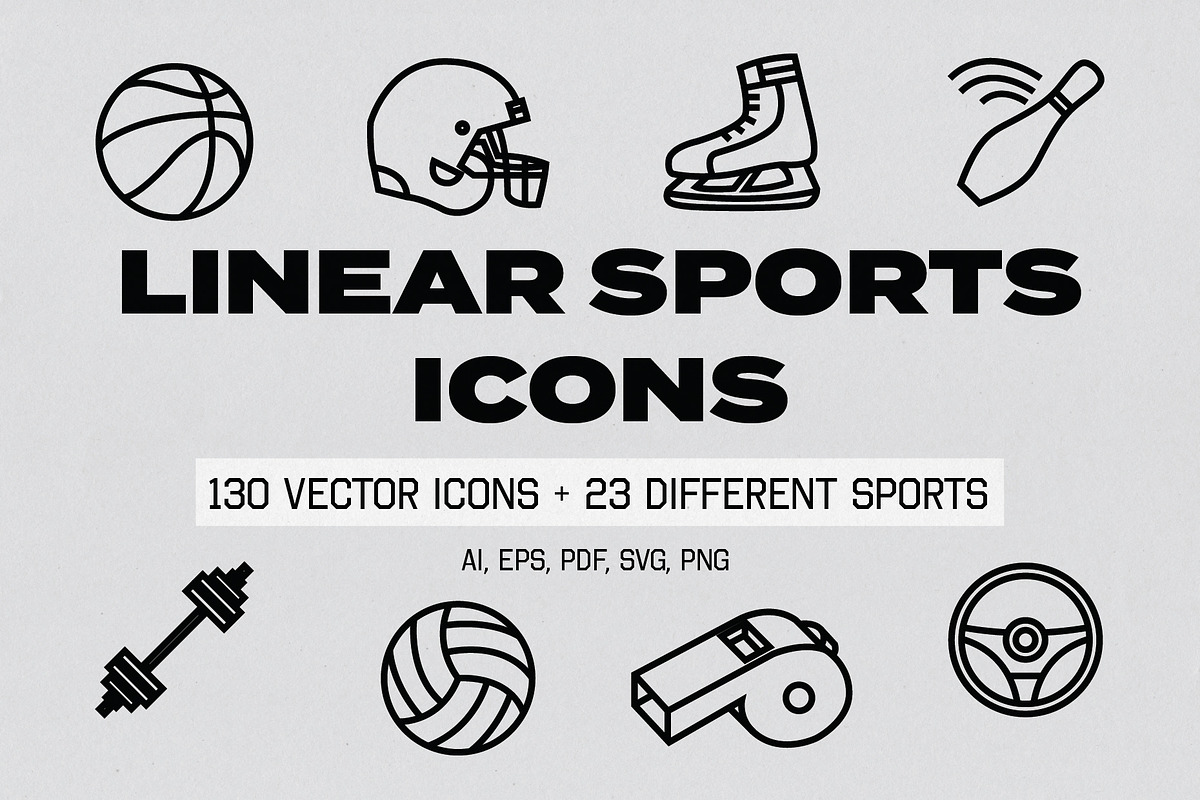 Linear Sports Icons, an Icon by The Fake PNG (Photo 1 of 11)