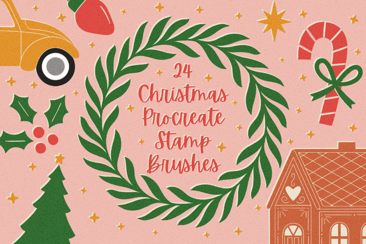 Christmas Procreate Stamp Brush Pack, a Brush Add-On by K McCormack Designs (Photo 1 of 5)