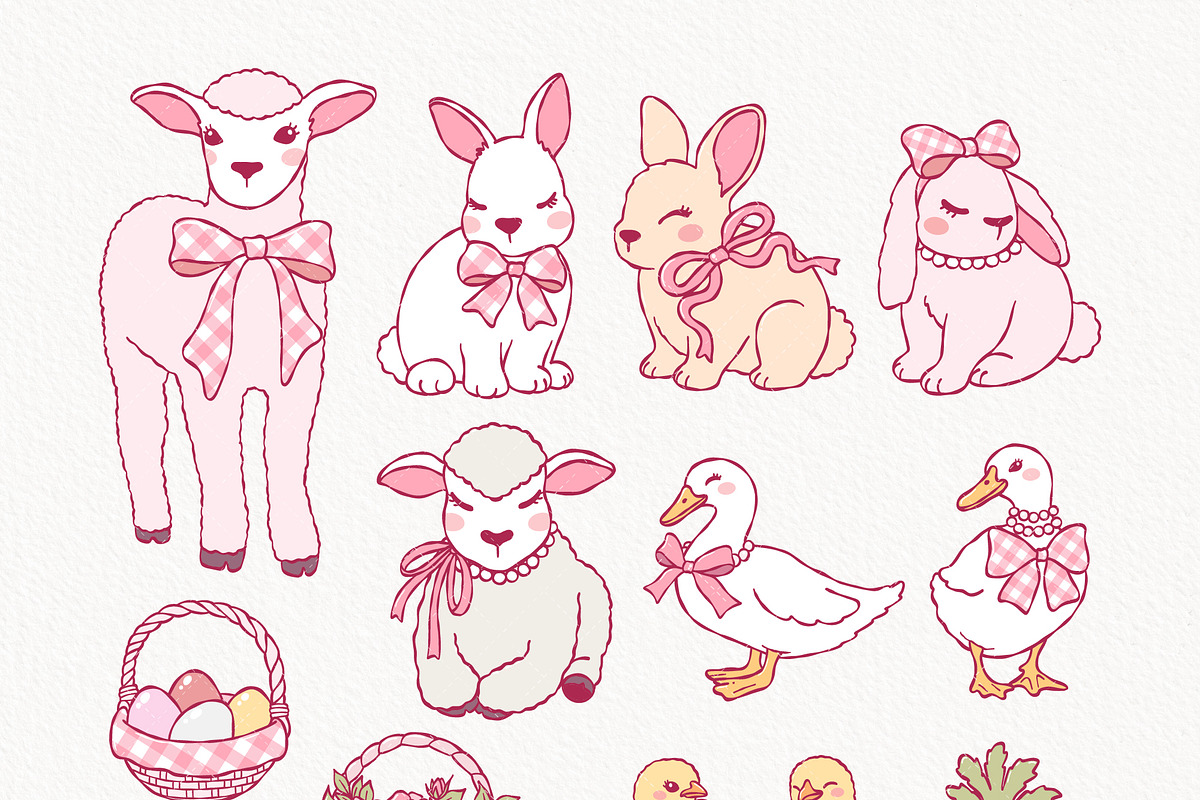 Coquette Easter Clipart | Hand Drawn, an Animal Illustration by TitaLivingArt (Photo 3 of 12)