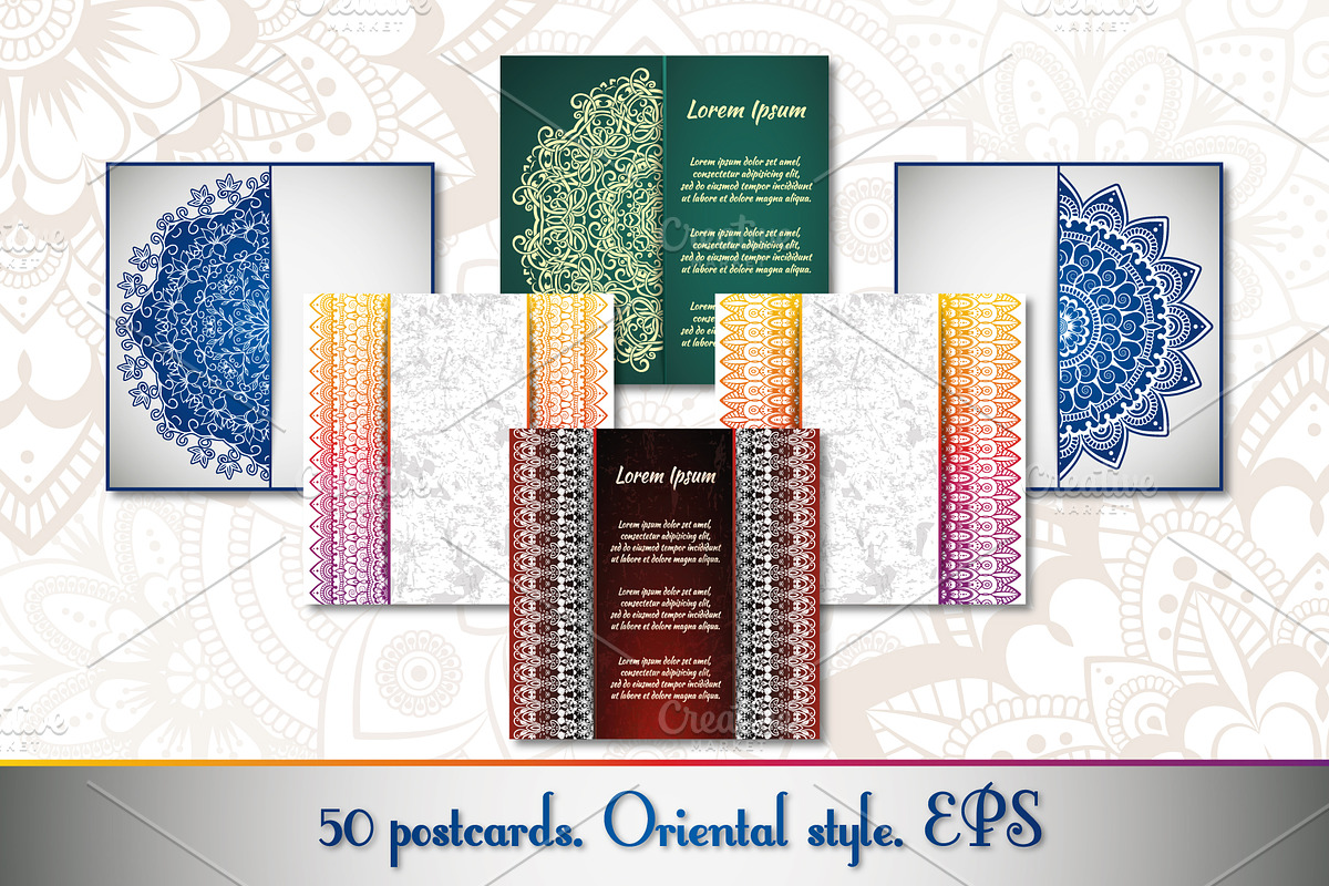 Vintage greeting cards with mandala, a Card Template by BEZIL-ART (Photo 1 of 7)