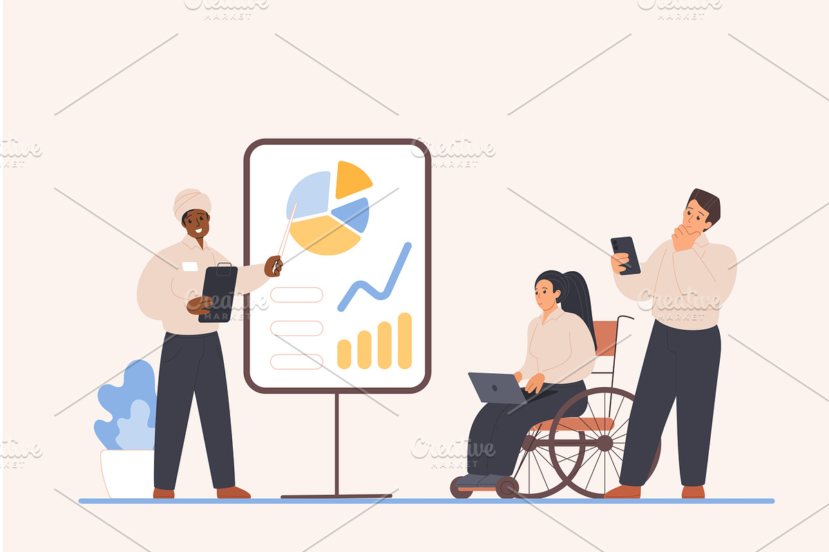 Inclusive business presentation, a Person Illustration by Lemberg Vector