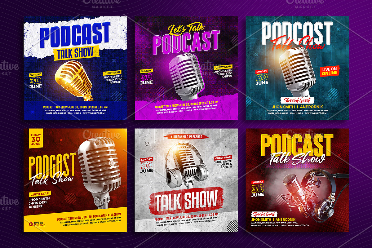 Podcast Talk Show Instagram Post, a Social Media Template by Yunus Ahmad