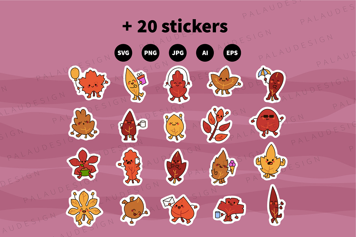 Cute Kawaii Autumn Leaves Character, a Seasonal Illustration by Palau (Photo 12 of 12)
