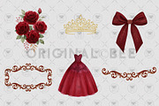 Princess Quinceañera Red Clipart, an Illustration by BigCakeBee (Thumbnail 3 of 3)
