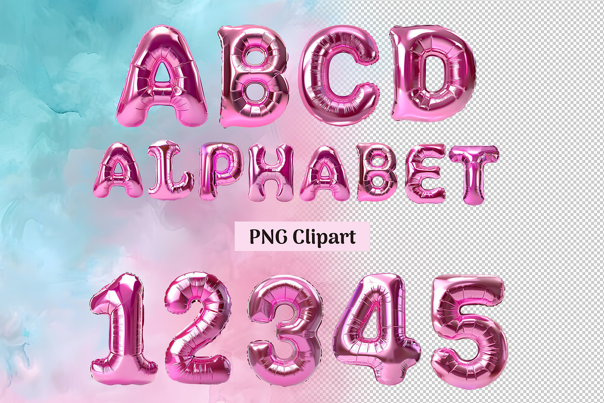 Pink Balloon Alphabet PNG Clipart, an Object Graphic by NataKa (Photo 1 of 7)