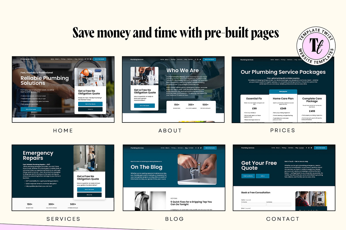 Plumber Website Template Design, a Squarespace Template by Template Twist Shop (Photo 6 of 10)