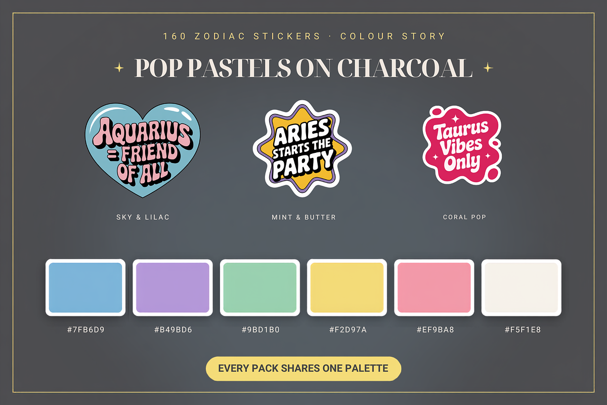 160 Zodiac Stickers, an Object Graphic by Jakayla Digital Co (Photo 6 of 16)