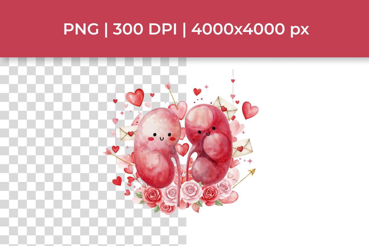 Cute Anatomy Valentine Clipart Set, a Seasonal Illustration by InkyQueenArt (Photo 2 of 6)