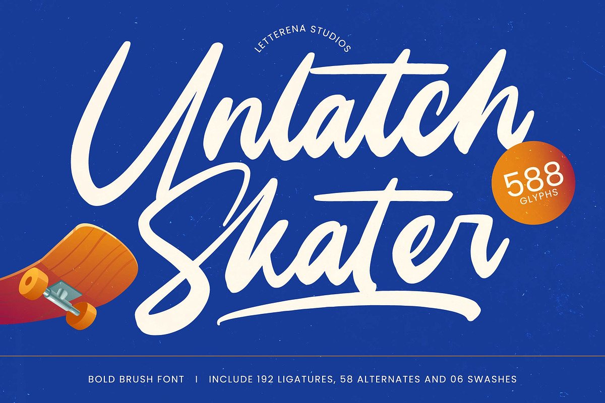 Unlatch Skater Bold Brush Font, a Script Font by Letterena Studios Script (Photo 1 of 20)