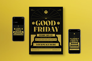 Black Art Deco Good Friday Flyer Set, a Flyer Template by graphicook