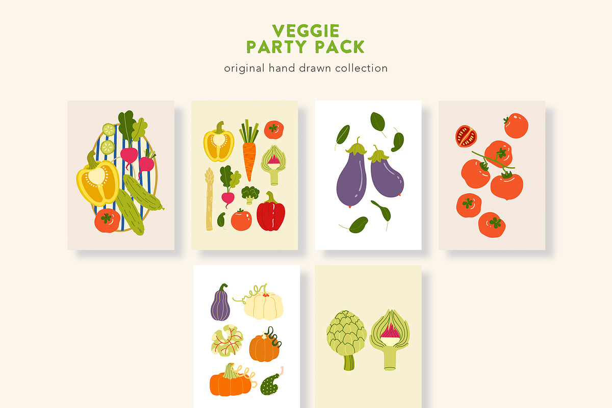 Veggie Party Pack, a Food Illustration by Volha Studio (Photo 9 of 10)