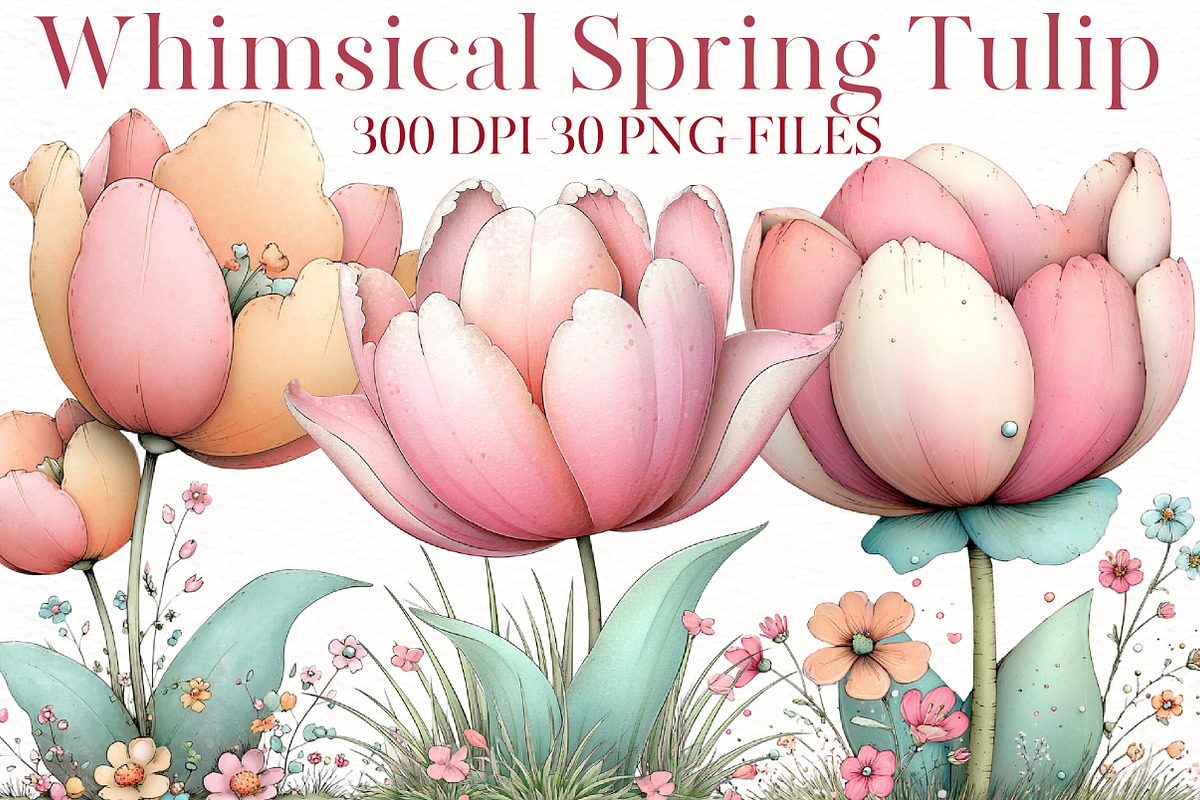 Whimsical Spring Tulip Clipart, an Illustration by Designworld (Photo 1 of 8)