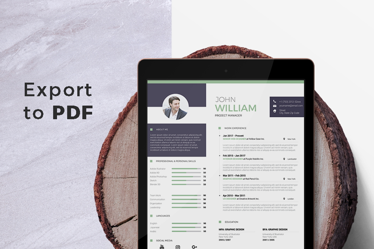 Modern Resume & CV Template, a Resume Template by Hito Graphic (Photo 8 of 8)