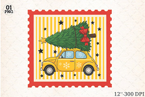 Christmas Tree Car Coquette Stamps P, an Illustration by Libby Wishes