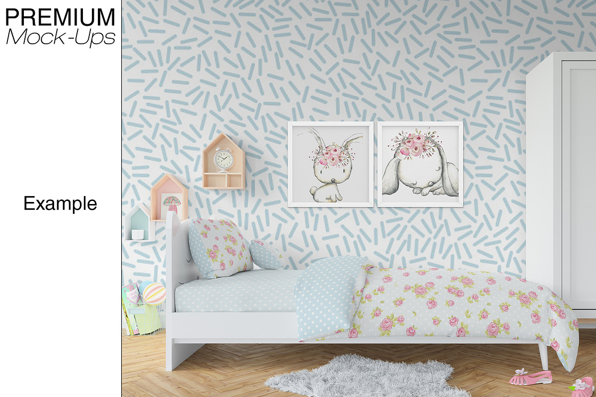 Nursery Bedding, Frame & Wall Mockup, a Household Mockup by mock-ups (Photo 20 of 23)