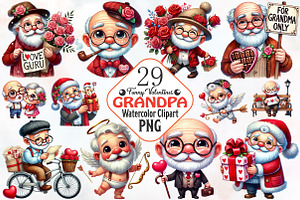 Funny Valentine's grandpa clipart, an Illustration by RobertsArt