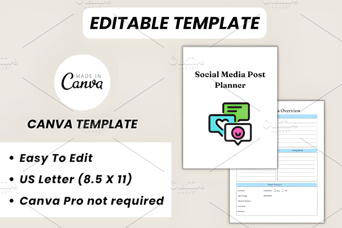 Social Media Post Planner Canva Temp, a Social Media Template by Design Station (Photo 3 of 9)