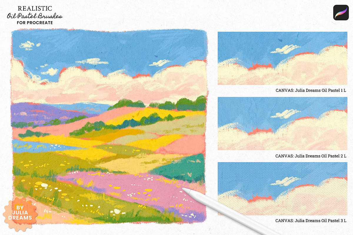 Oil Pastel Brushes Procreate, a Brush Add-On by Julia Dreams (Photo 2 of 9)