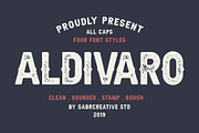 Aldivaro Font Family- 4 Font Style, a Sans Serif Font by sabrcreative (Thumbnail 1 of 7)