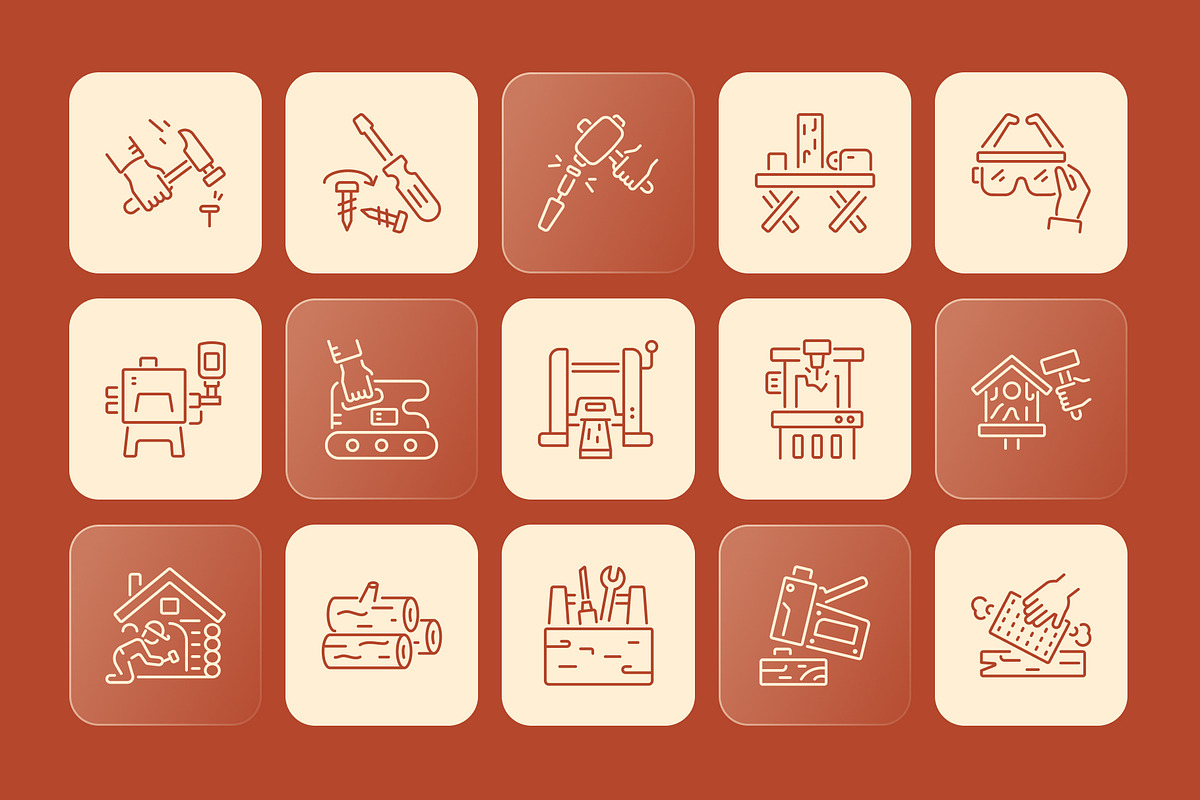 Woodworking Icon Set, an Outline Icon by Prosymbols (Photo 5 of 7)