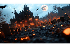 Spooky Halloween Scene With Gothic