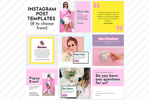 Instagram Template Pink Canva Set