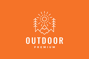 outdoor mountain trees forest logo, a Branding & Logo Template by devastd